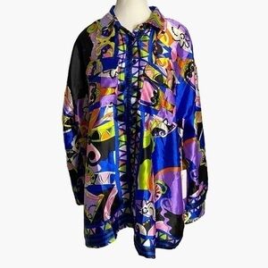 Truth NYC Silky Smooth Colorful Abstract Long Sleeve Button‎ Down Shirt NWT